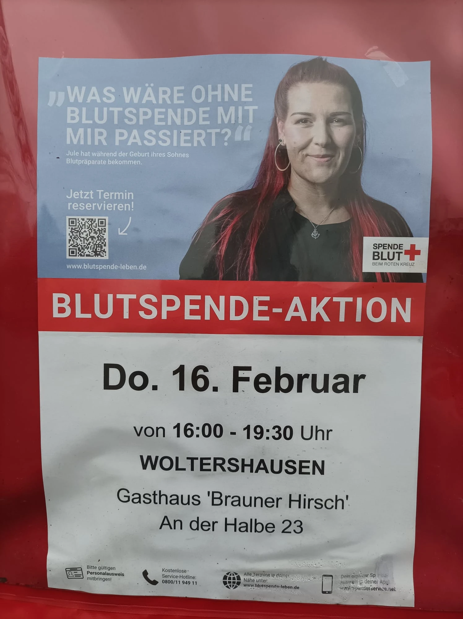 Plakat Blutspende 16.02.2023